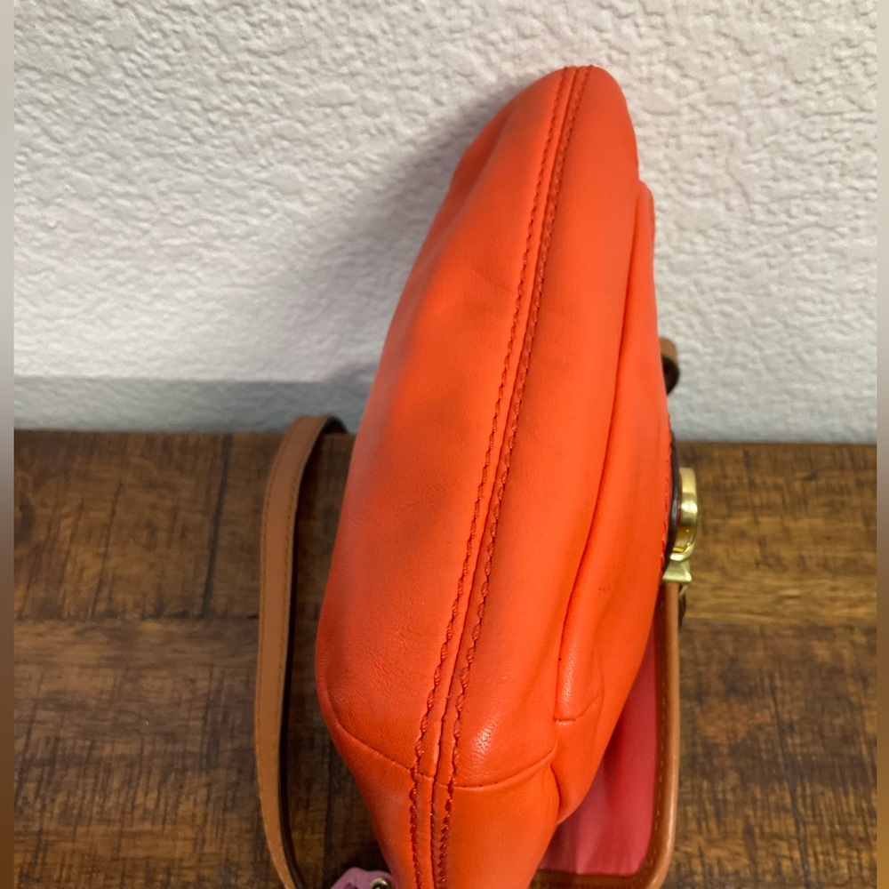 Coach POPPY Colorblock Leather Flap Crossbody Bag‎ #48941 Two Shades Orange - Picture 11 of 14